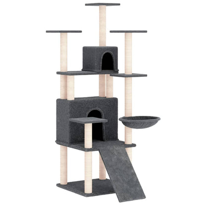 Cat Tree with Sisal Scratching Posts Dark Grey 154 cm