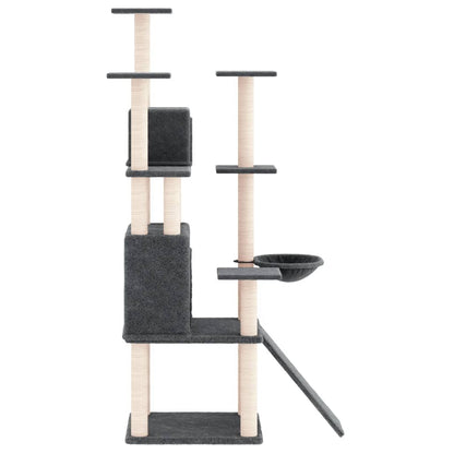 Cat Tree with Sisal Scratching Posts Dark Grey 154 cm