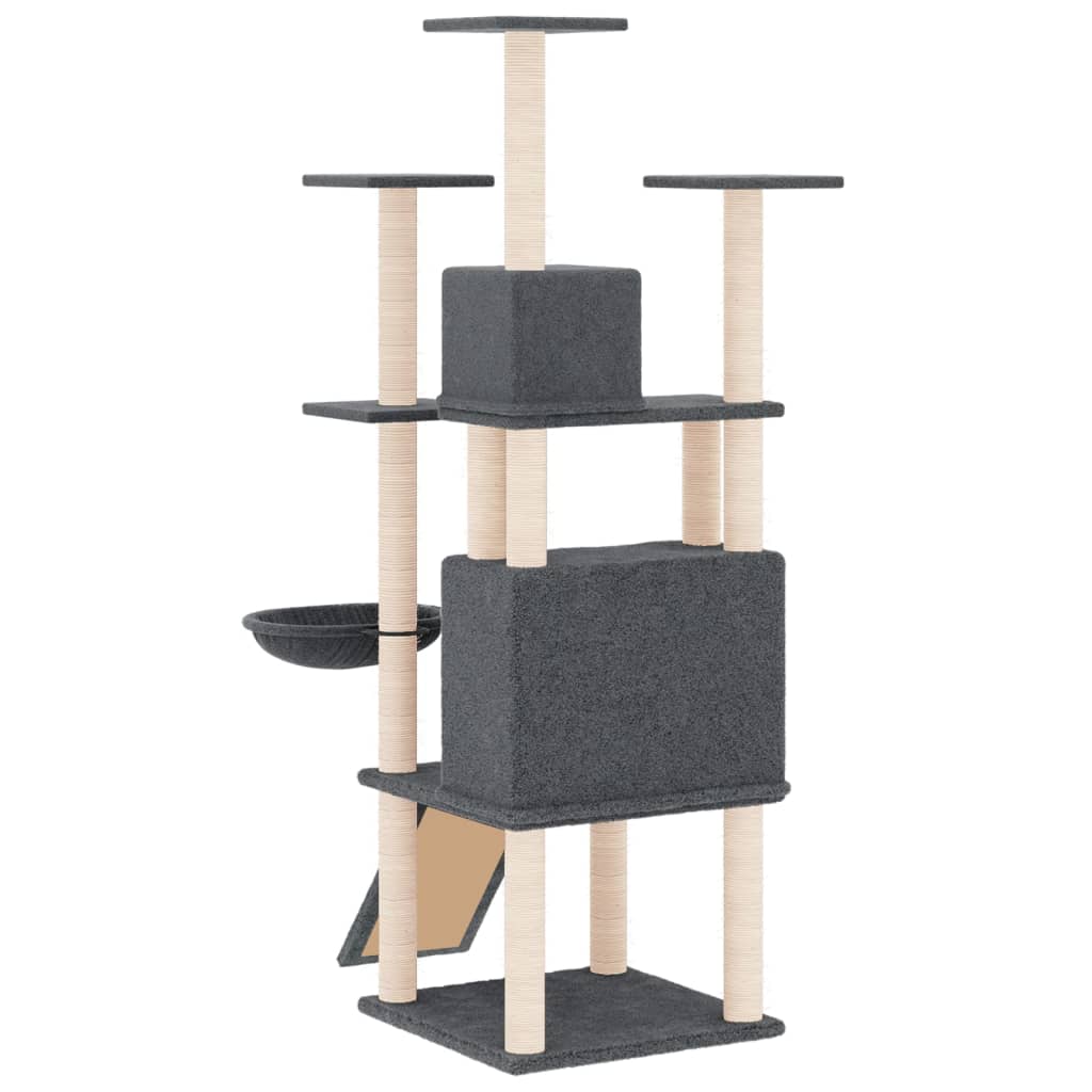 Cat Tree with Sisal Scratching Posts Dark Grey 154 cm