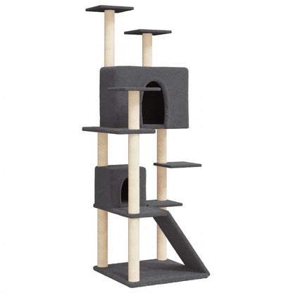 Cat Tree with Sisal Scratching Posts Dark Grey 153 cm