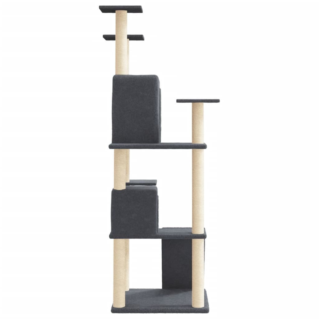 Cat Tree with Sisal Scratching Posts Dark Grey 153 cm