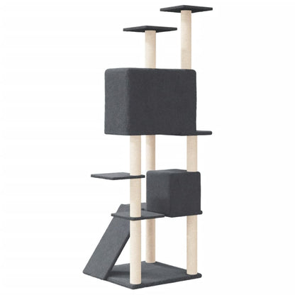 Cat Tree with Sisal Scratching Posts Dark Grey 153 cm