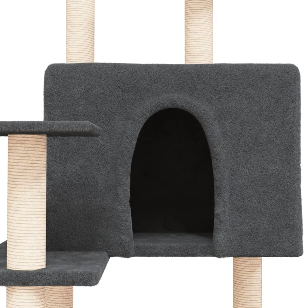 Cat Tree with Sisal Scratching Posts Dark Grey 153 cm