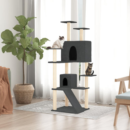 Cat Tree with Sisal Scratching Posts Dark Grey 153 cm