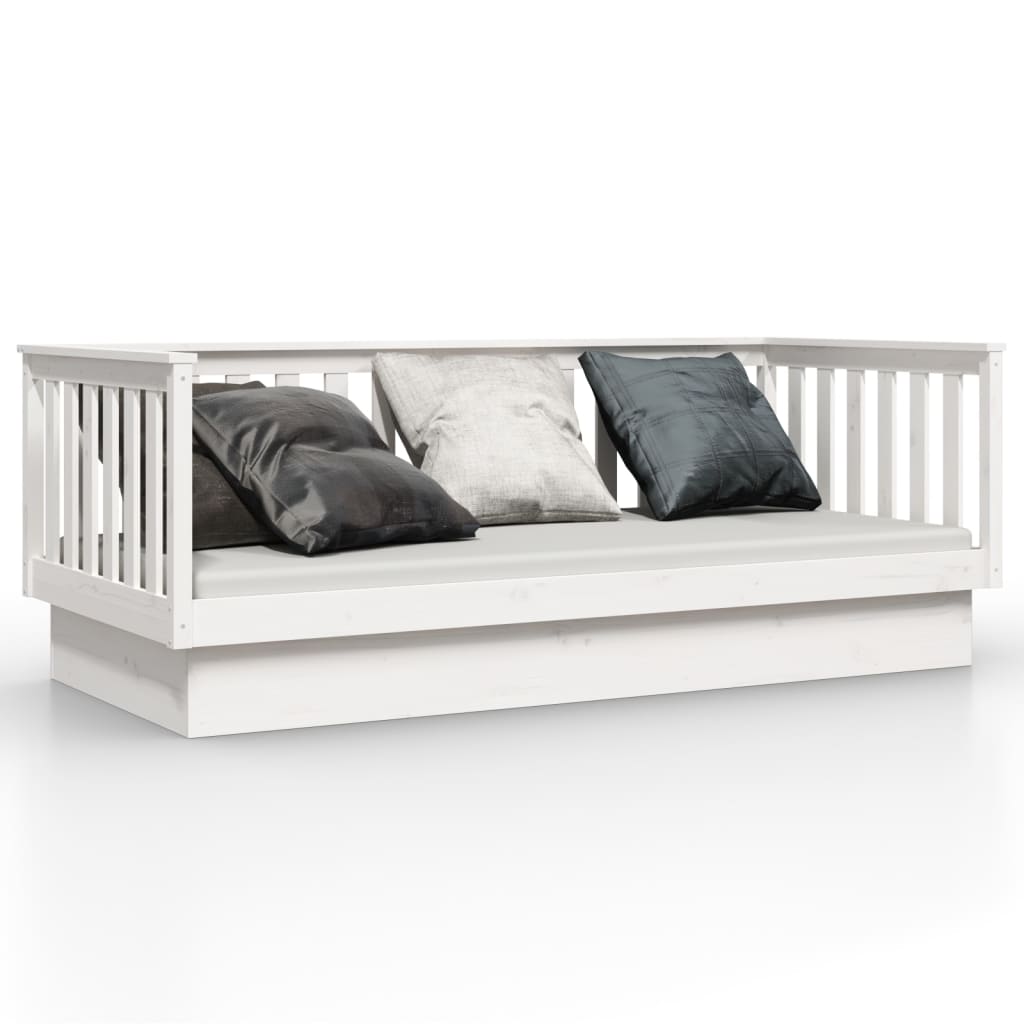 Day Bed without Mattress White 100x200 cm Solid Wood Pine