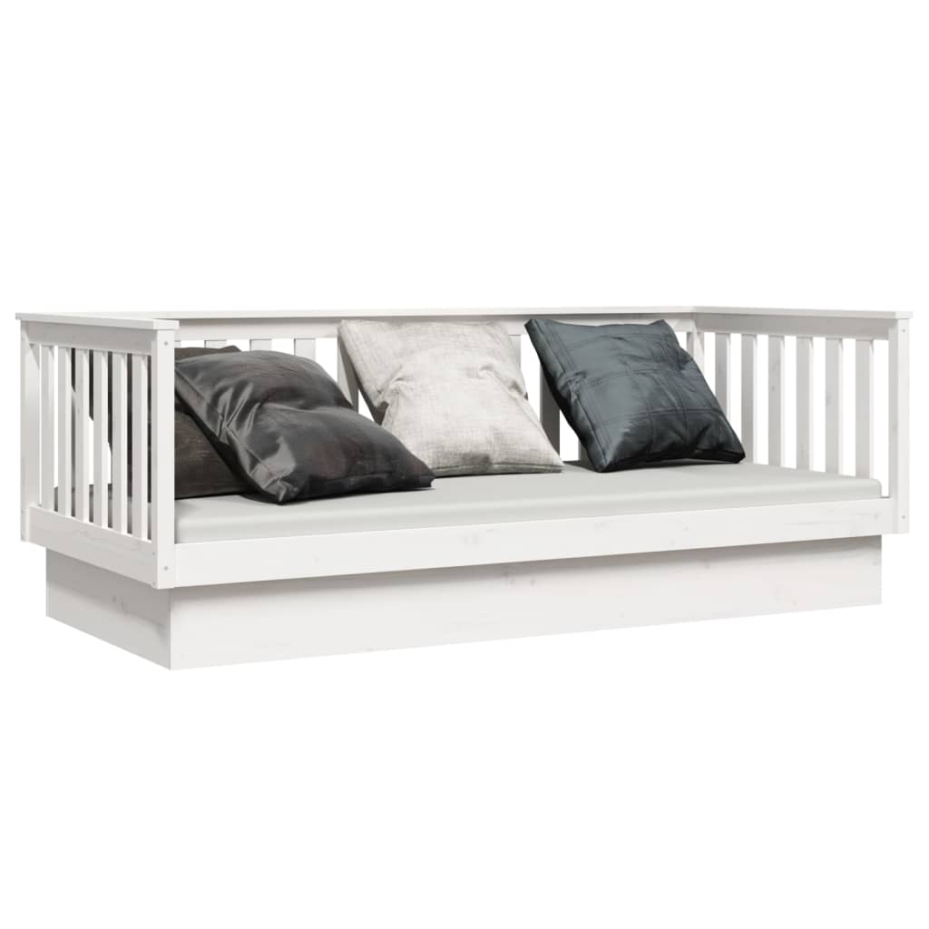 Day Bed without Mattress White 100x200 cm Solid Wood Pine