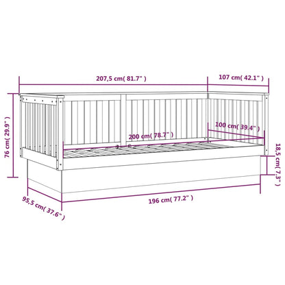 Day Bed without Mattress White 100x200 cm Solid Wood Pine