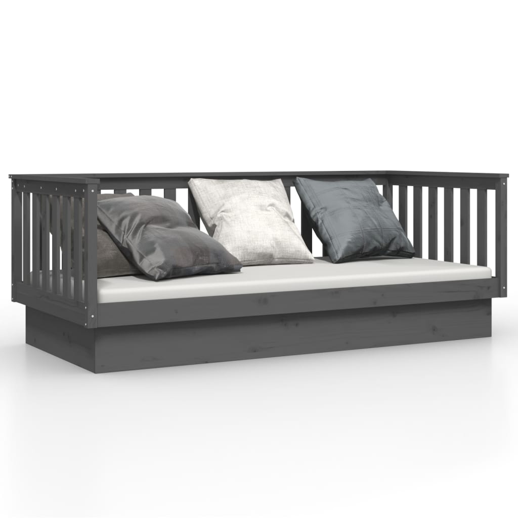 Day Bed Grey 100x200 cm Solid Wood Pine