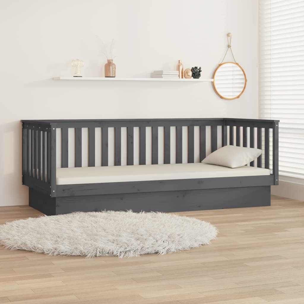 Day Bed Grey 100x200 cm Solid Wood Pine