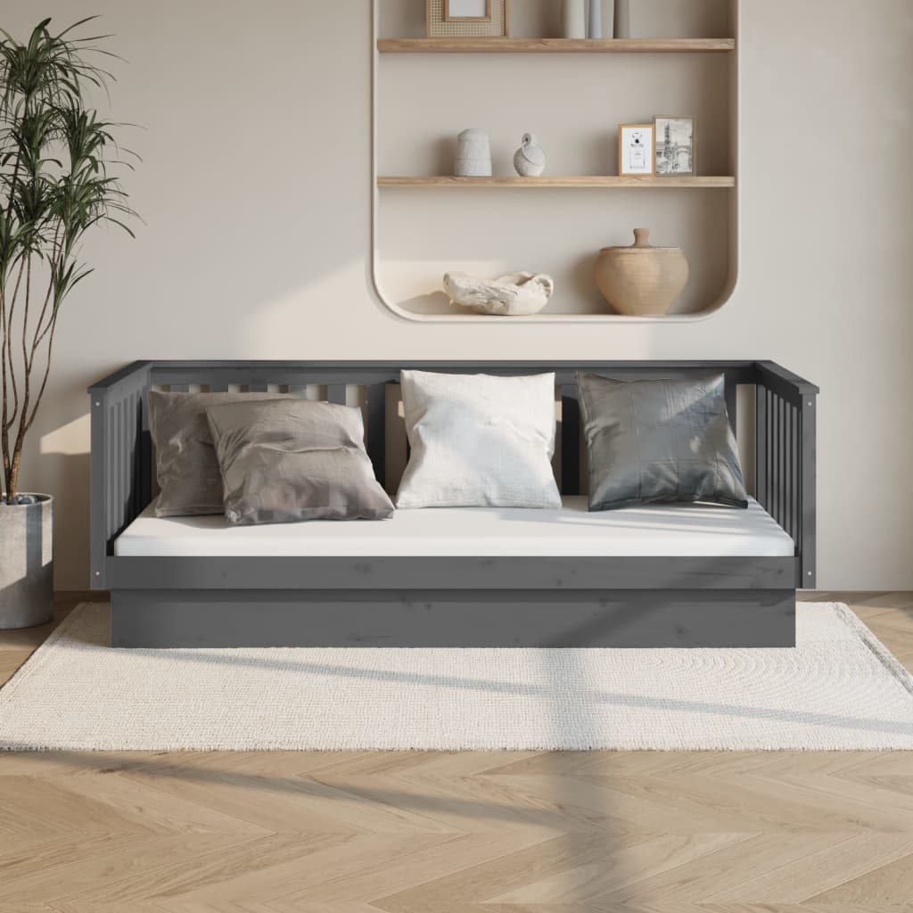 Day Bed Grey 100x200 cm Solid Wood Pine