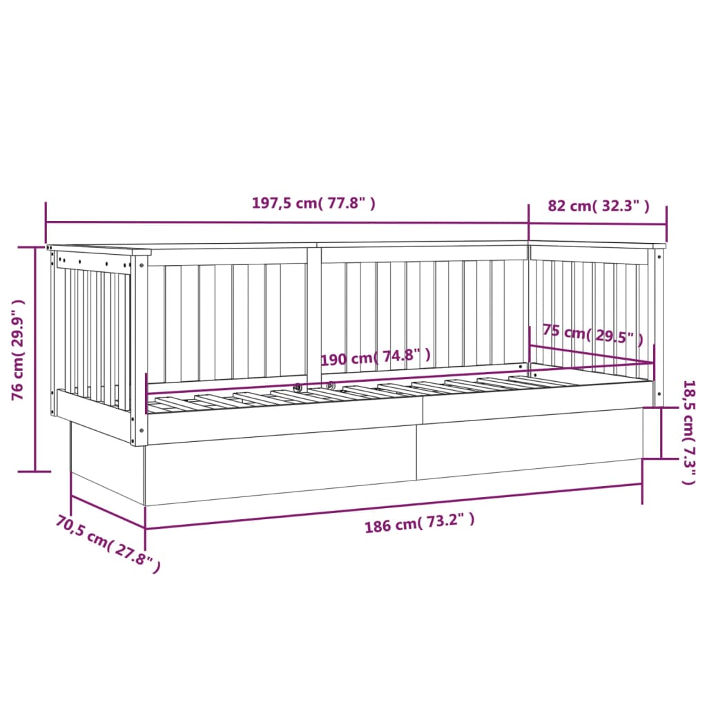 Day Bed Honey Brown 75x190 cm Solid Wood Pine