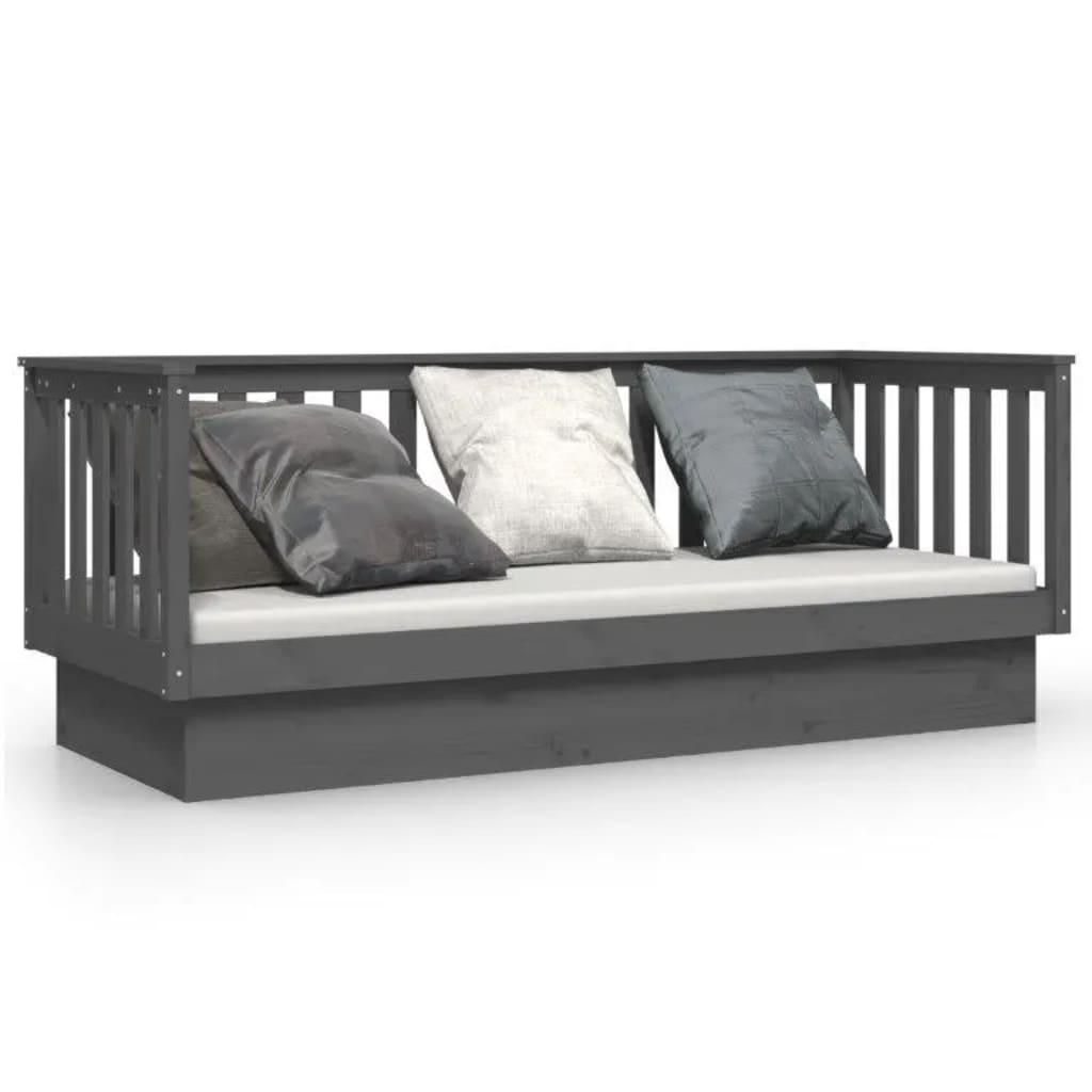 Day Bed Grey 90x190 cm Solid Wood Pine