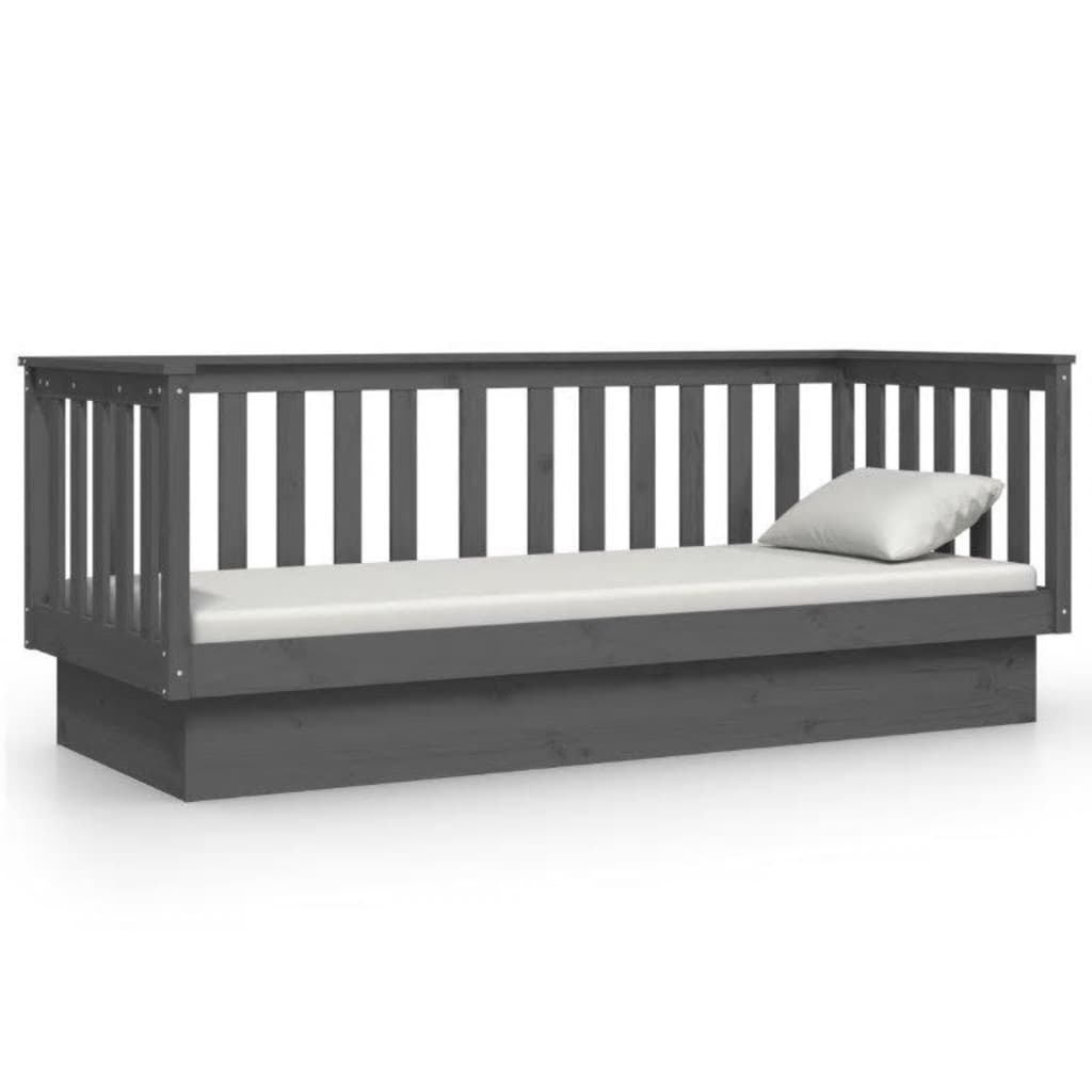 Day Bed Grey 90x190 cm Solid Wood Pine