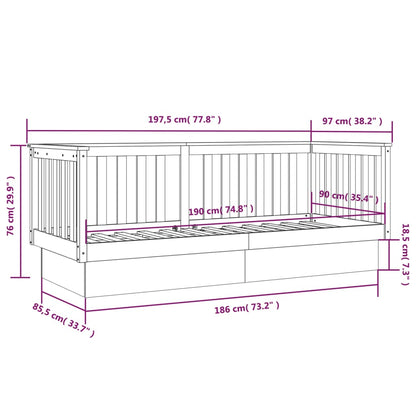 Day Bed Grey 90x190 cm Solid Wood Pine