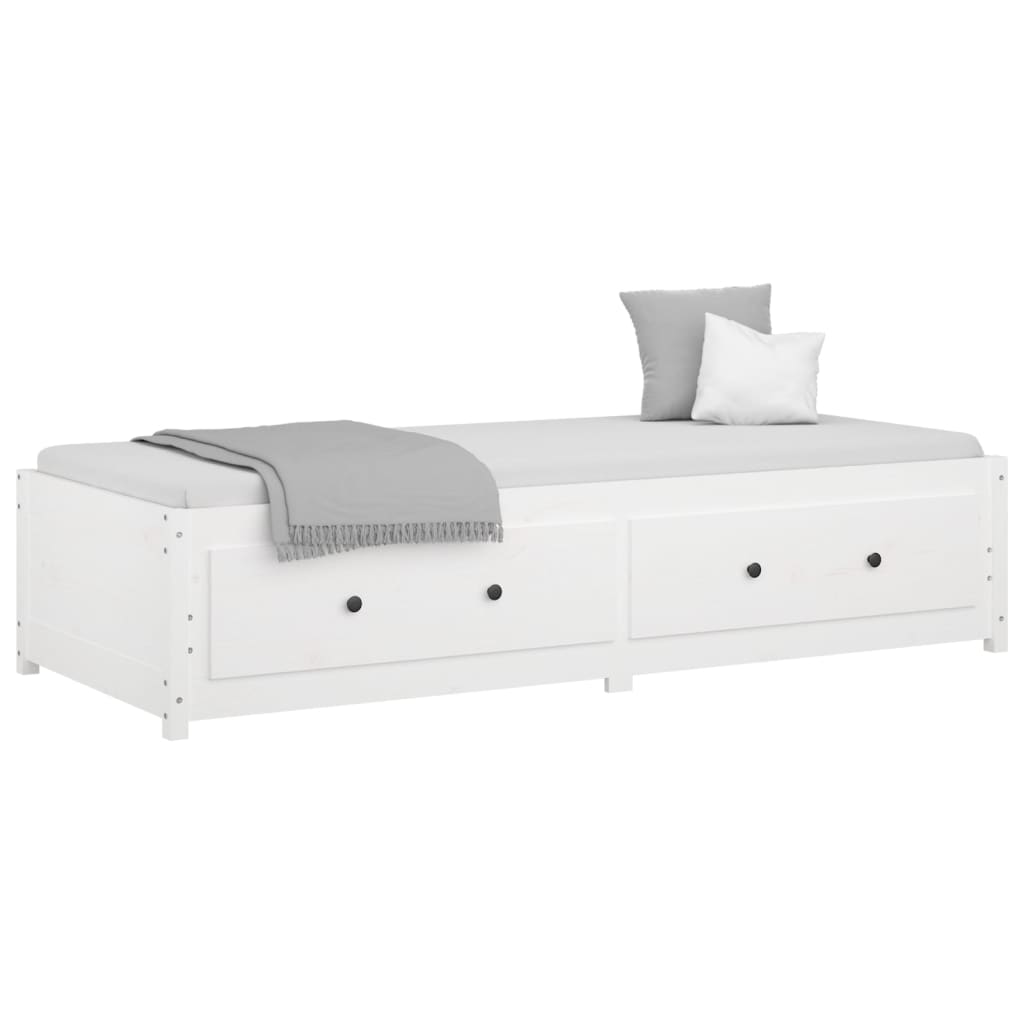 Day Bed without Mattress White 90x190 cm Single Solid Wood Pine