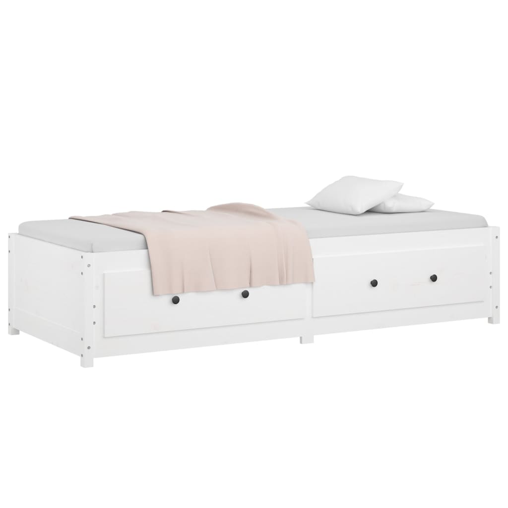 Day Bed without Mattress White 90x190 cm Single Solid Wood Pine