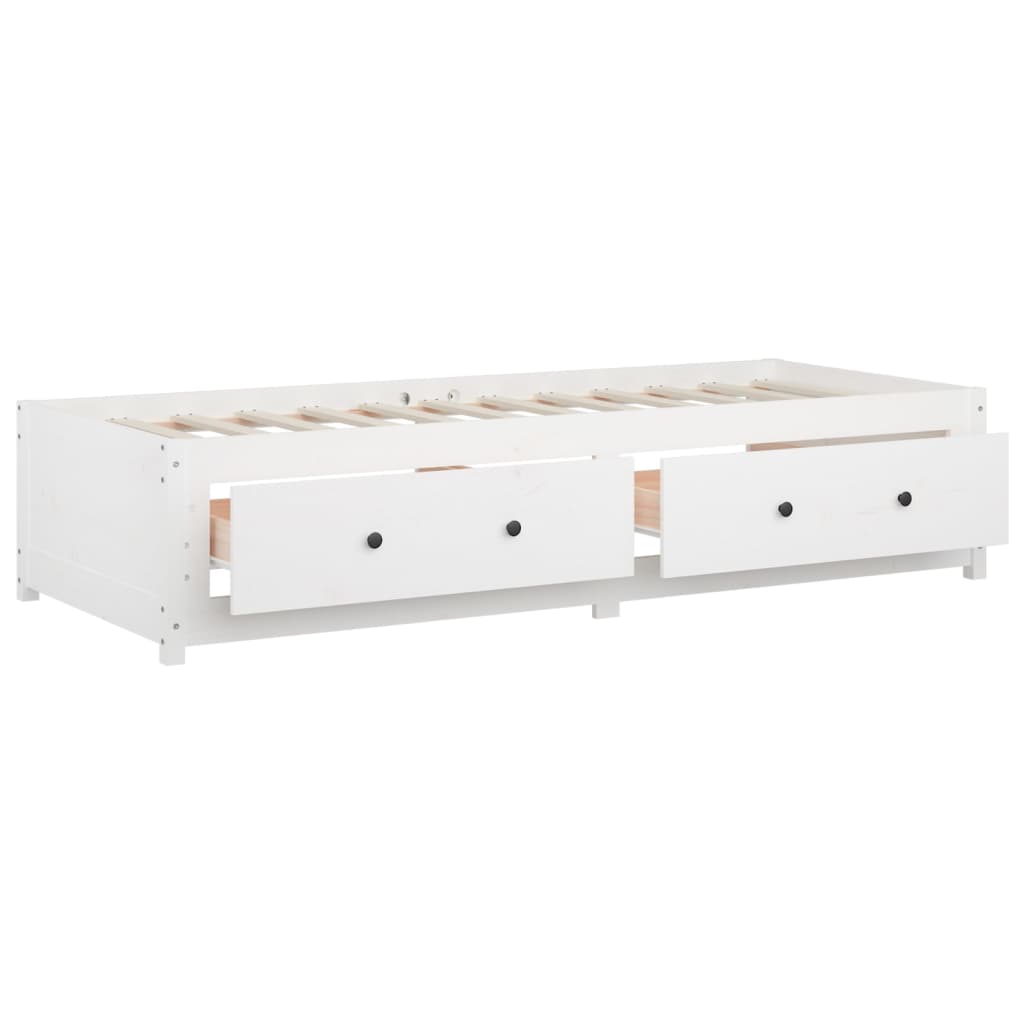 Day Bed without Mattress White 90x190 cm Single Solid Wood Pine