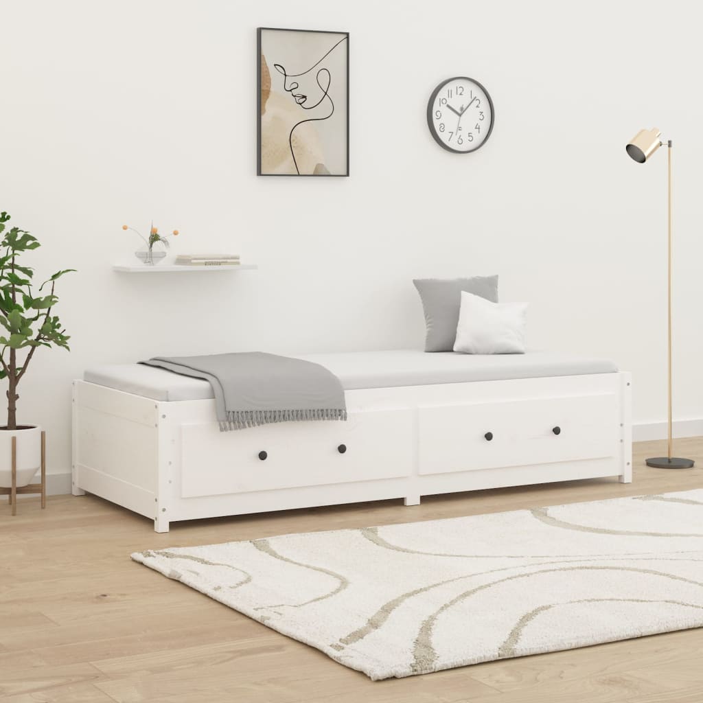 Day Bed without Mattress White 90x190 cm Single Solid Wood Pine