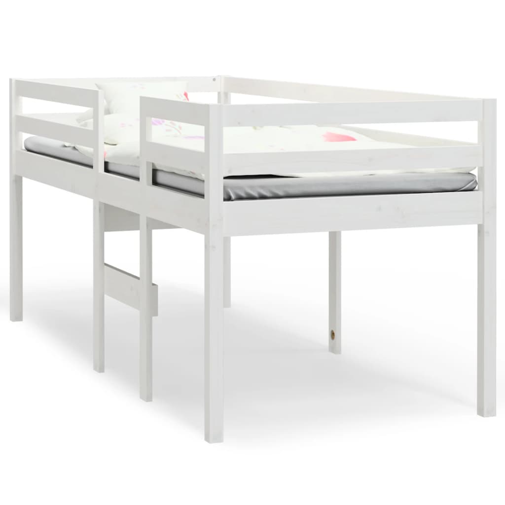 High Sleeper Bed White Small Single Solid Wood Pine