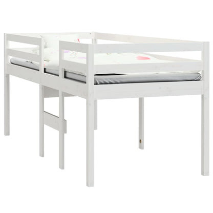 High Sleeper Bed White Small Single Solid Wood Pine