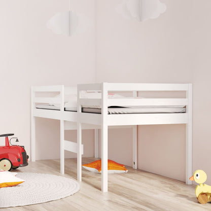 High Sleeper Bed White Small Single Solid Wood Pine