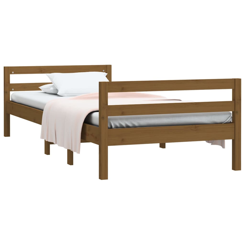 Bed Frame without Mattress Honey Brown 90x200 cm Solid Wood Pine