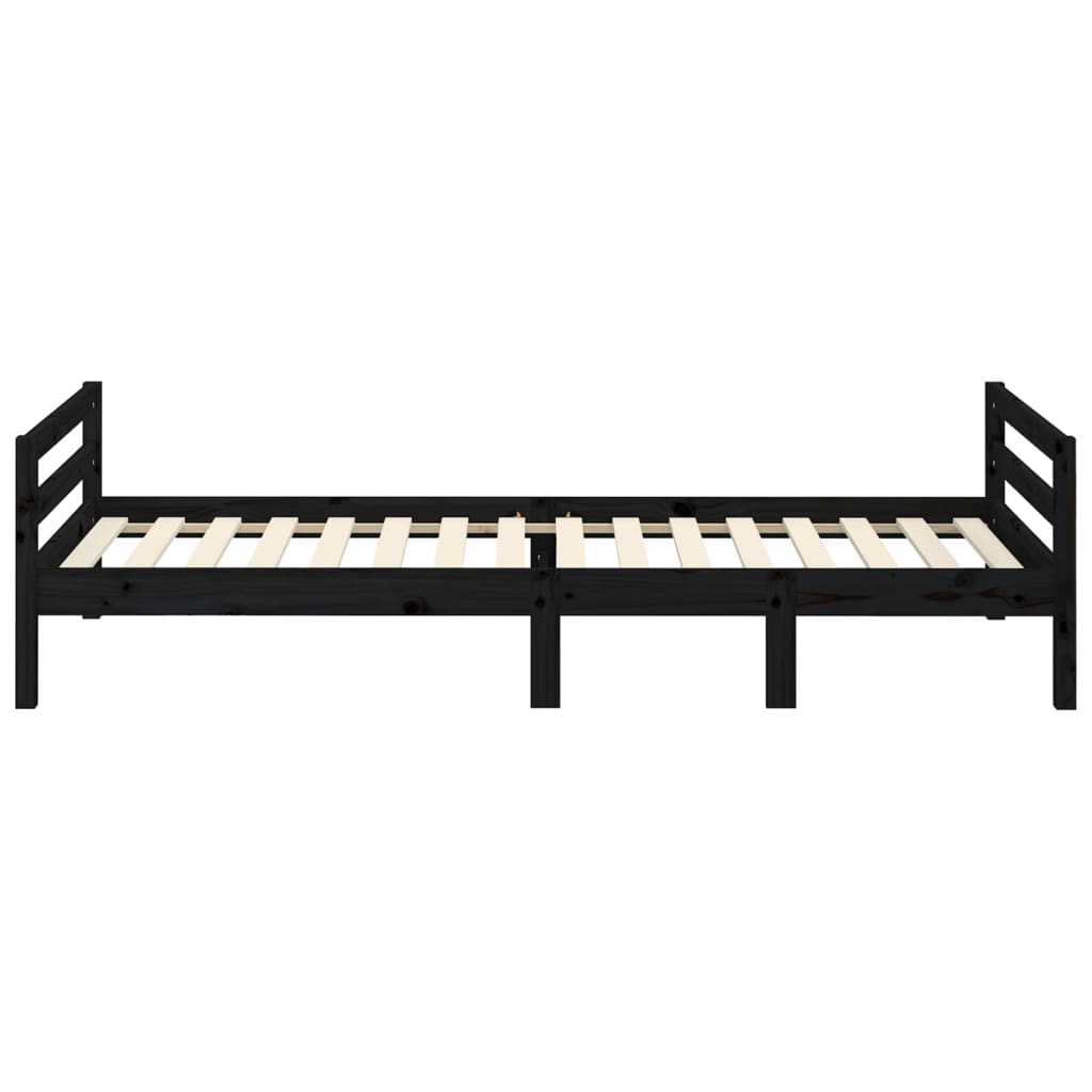 Bed Frame without Mattress Black 90x200 cm Solid Wood Pine