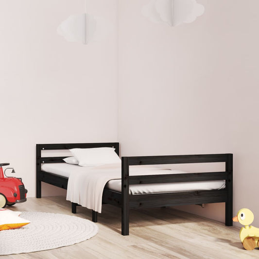 Bed Frame without Mattress Black 90x200 cm Solid Wood Pine