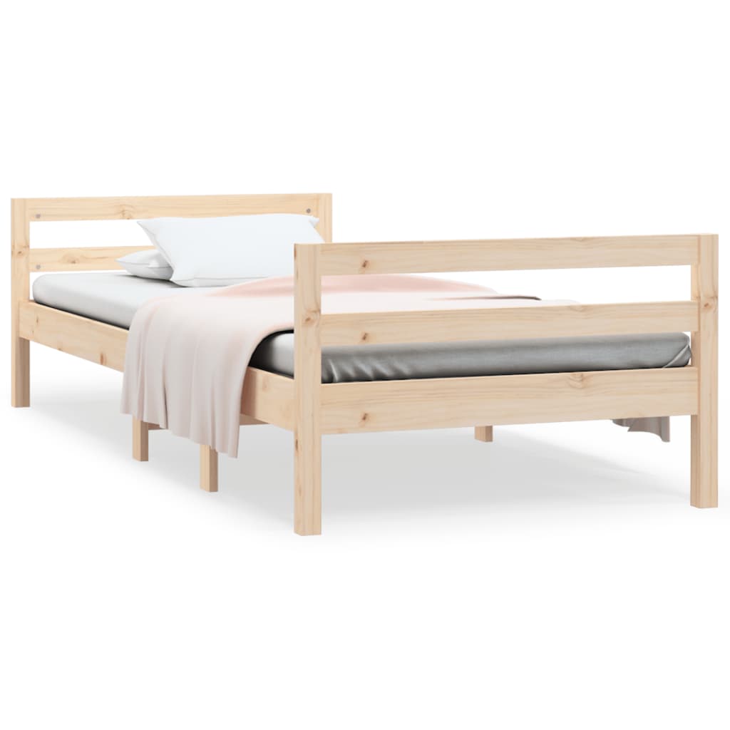 Bed Frame 90x190 cm Single Solid Wood Pine