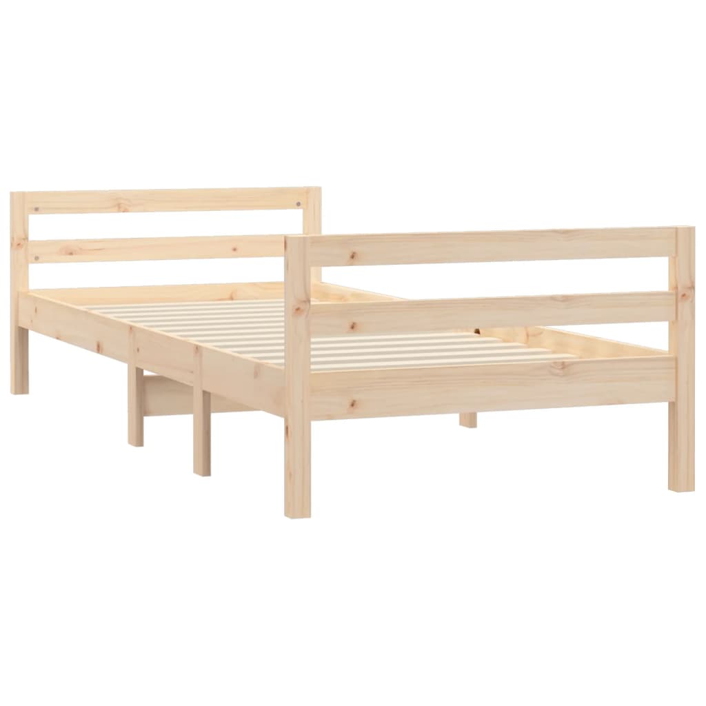 Bed Frame 90x190 cm Single Solid Wood Pine