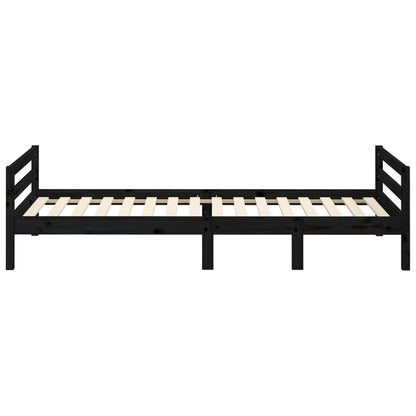 Bed Frame Black 75x190 cm Small Single Solid Wood Pine