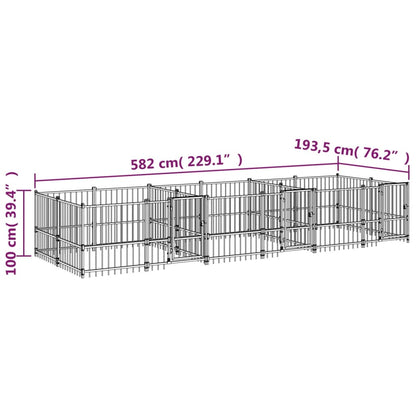 Outdoor Dog Kennel Steel 11.26 m²