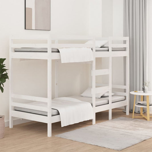 Bunk Bed without Mattress White 90x190 cm Single Solid Wood Pine