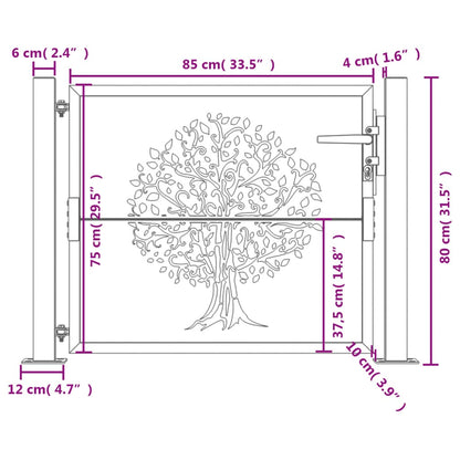 Garden Gate 105x80 cm Corten Steel Tree Design