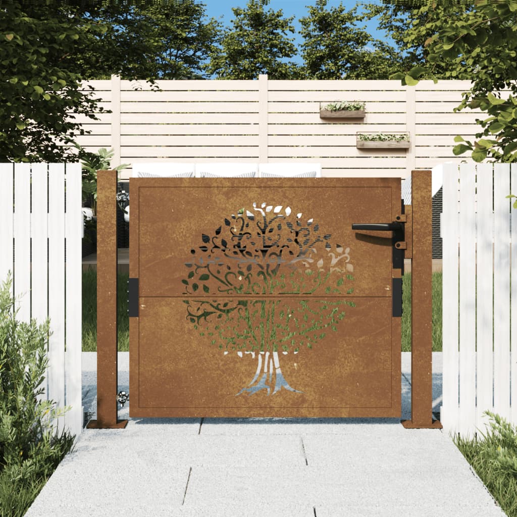 Garden Gate 105x80 cm Corten Steel Tree Design