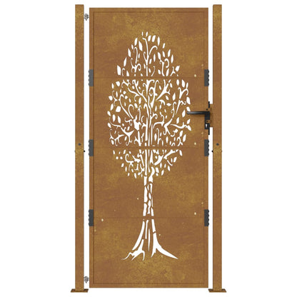 Garden Gate 105x180 cm Corten Steel Tree Design