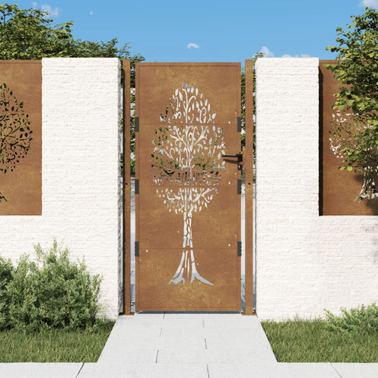 Garden Gate 105x180 cm Corten Steel Tree Design