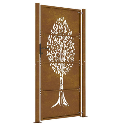 Garden Gate 105x205 cm Corten Steel Tree Design