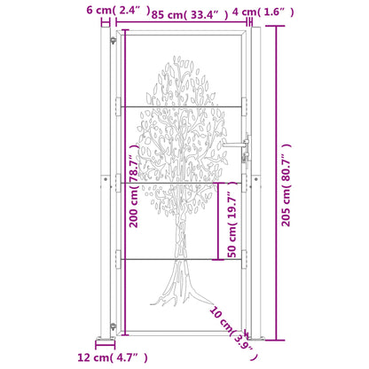 Garden Gate 105x205 cm Corten Steel Tree Design