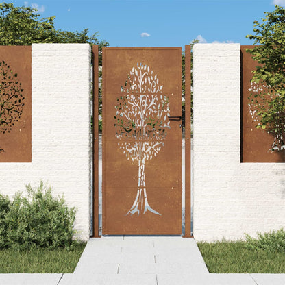 Garden Gate 105x205 cm Corten Steel Tree Design