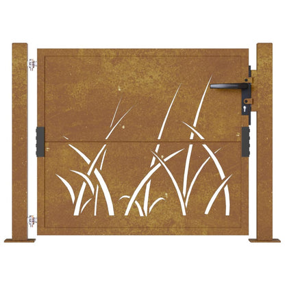 Garden Gate 105x80 cm Corten Steel Grass Design