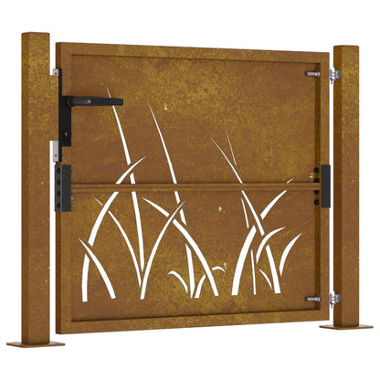 Garden Gate 105x80 cm Corten Steel Grass Design