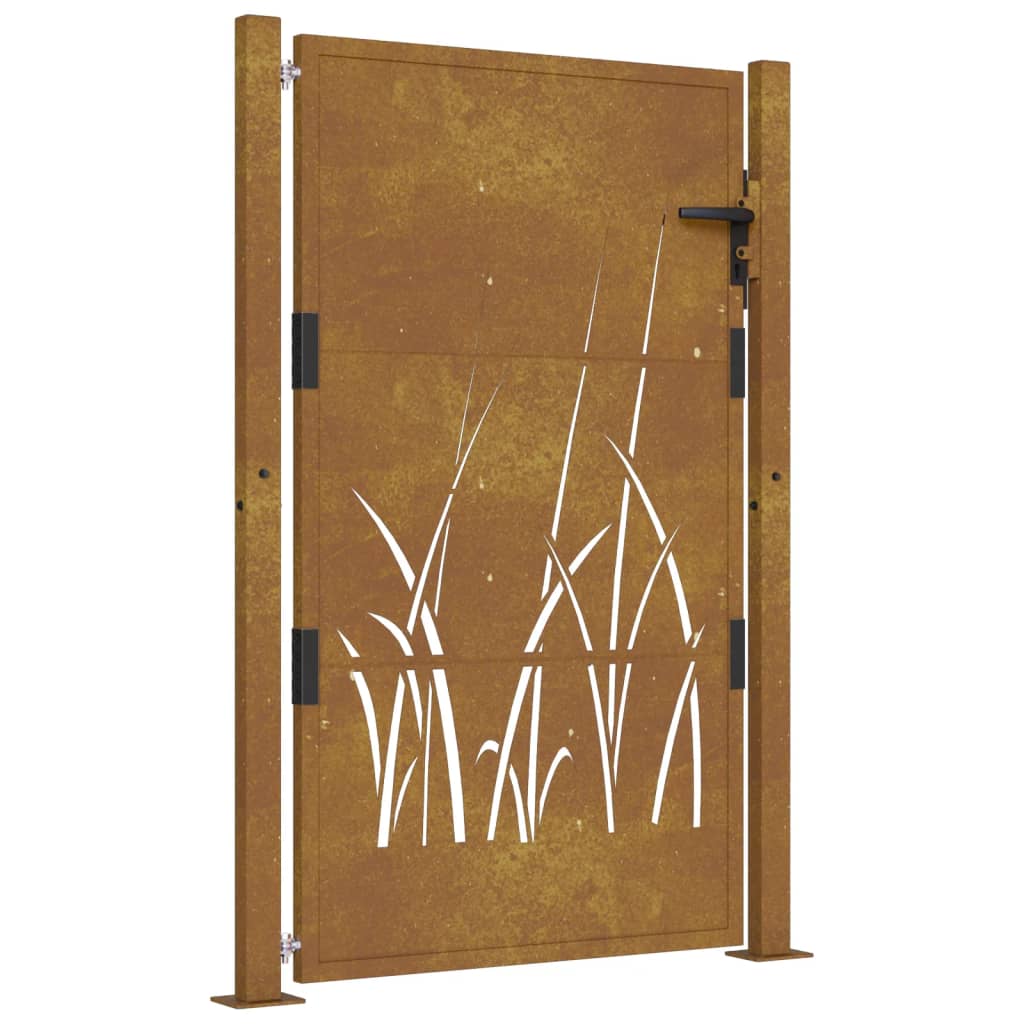 Garden Gate 105x130 cm Corten Steel Grass Design