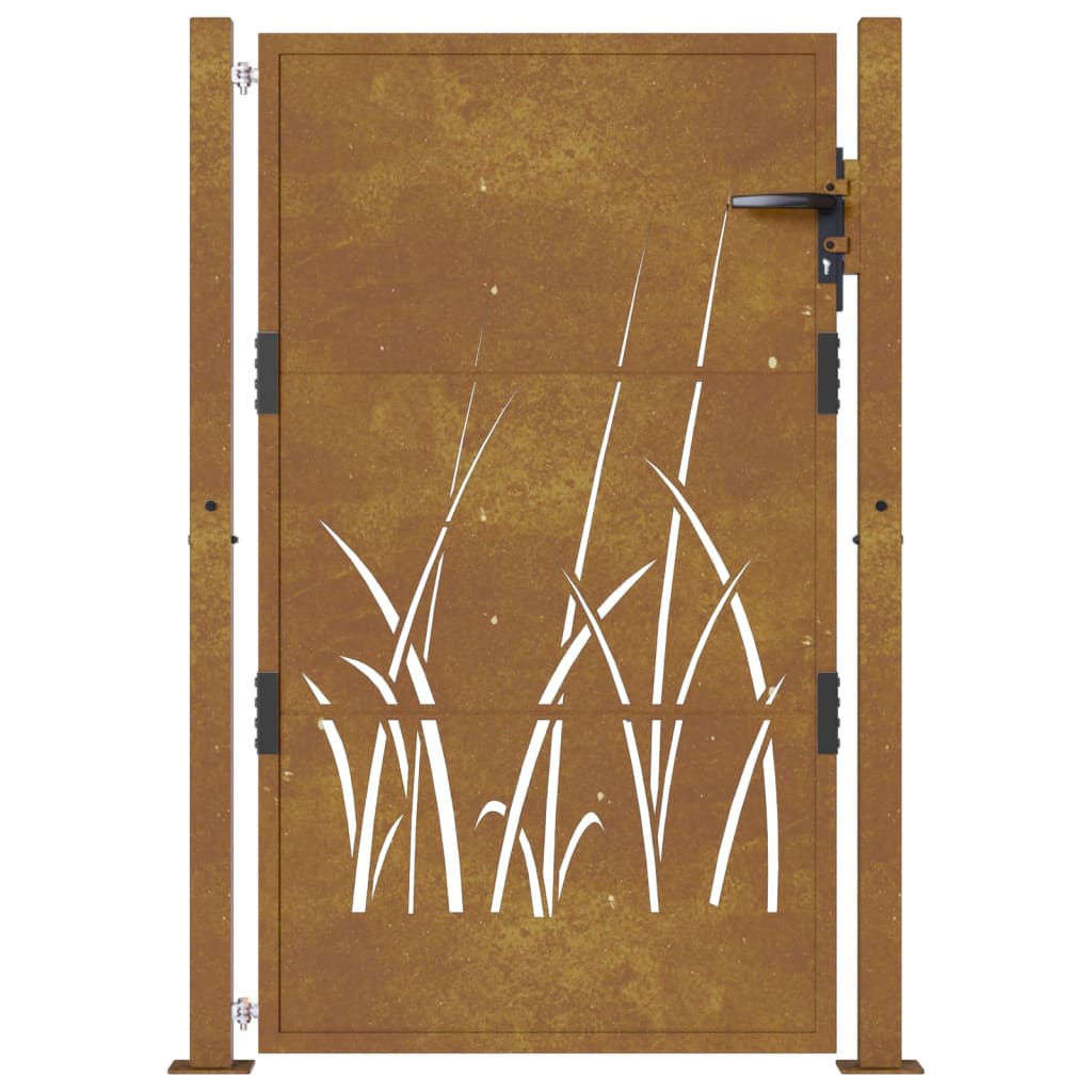 Garden Gate 105x130 cm Corten Steel Grass Design