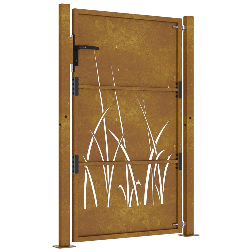 Garden Gate 105x130 cm Corten Steel Grass Design