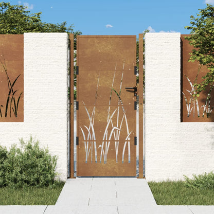 Garden Gate 105x180 cm Corten Steel Grass Design