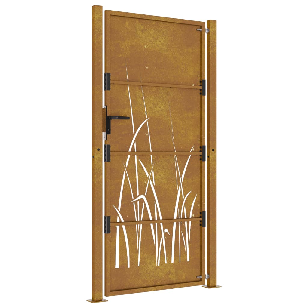 Garden Gate 105x205 cm Corten Steel Grass Design