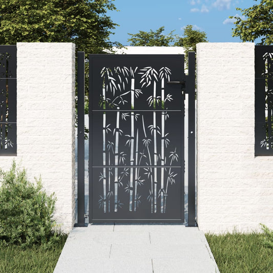 Garden Gate Anthracite 105x130 cm Steel Bamboo Design