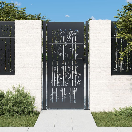 Garden Gate Anthracite 105x180 cm Steel Bamboo Design