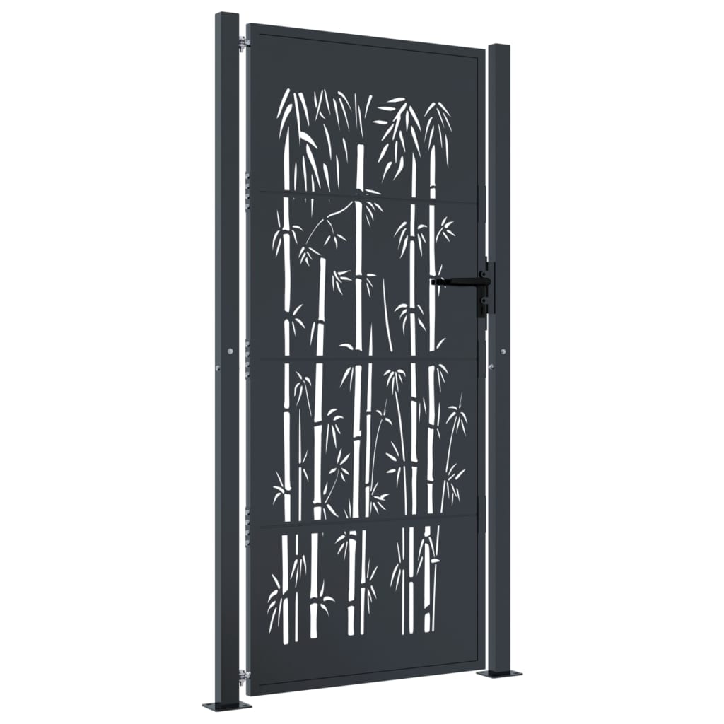 Garden Gate Anthracite 105x205 cm Steel Bamboo Design